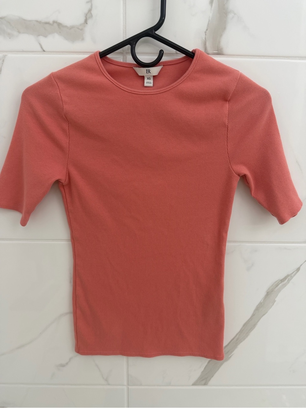 Banana Republic Coral Ribbed Short Sleeve Top